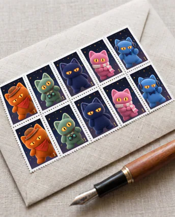 A sheet of crew stamps