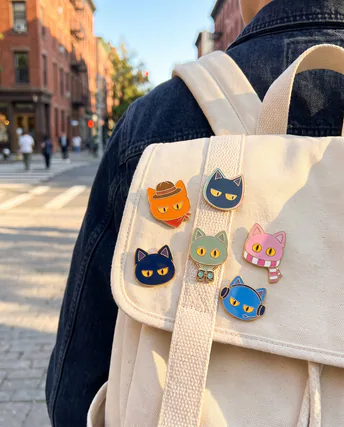 Pins on a backpack