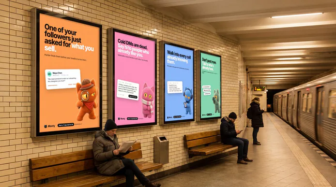 Crew posters in a metro station