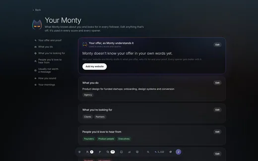 The You screen, example data