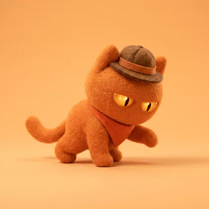 Hunter, needle-felted, on a apricot studio backdrop